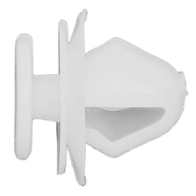 Close-up of a Sealey panel clip, measuring 18mm x 18mm, with a flat head and pointed end, commonly used in Citroen and Peugeot vehicles. This product is available as part of the "Pack of 20 - TCPC2018".