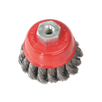 The Sealey Twist Knot Wire Cup Brush Ø65mm M10 x 1.5mm - TKCB65, featuring twisted steel filaments and a central hexagonal nut, is ideal for rust removal with your power tools.