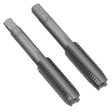 Two precision-engineered metal thread taps positioned diagonally side by side, each with grooved cutting edges and marked with "M12 x 1.75mm." This high-quality Sealey Tap Set 2pc (Taper & Plug) TSM12 comes in a durable plastic storage case for convenience.