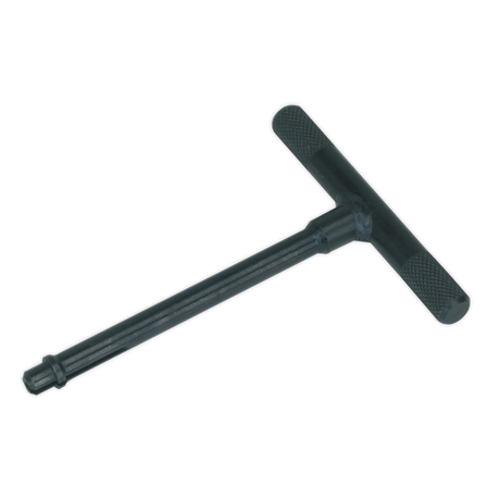 The Sealey Parking Brake Tool - Mercedes - VS0352 is a metal T-handle hex wrench with a long shaft and textured grips at each end of the T-bar, featuring a T-shaped design for easy installation.