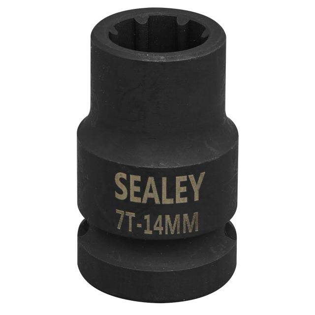 A Sealey Brake Caliper Socket 1/2"Sq Drive 14mm 7-Point (VS0985) tool, perfect for mechanical and automotive use, particularly with VAG vehicles.