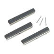 The image features a Sealey Stone 75mm Medium for VS162 Pack of 3 (VS1621) set with two metal pins beside the three rectangular sharpening stones, ideal for glaze breaking or various sharpening tasks.
