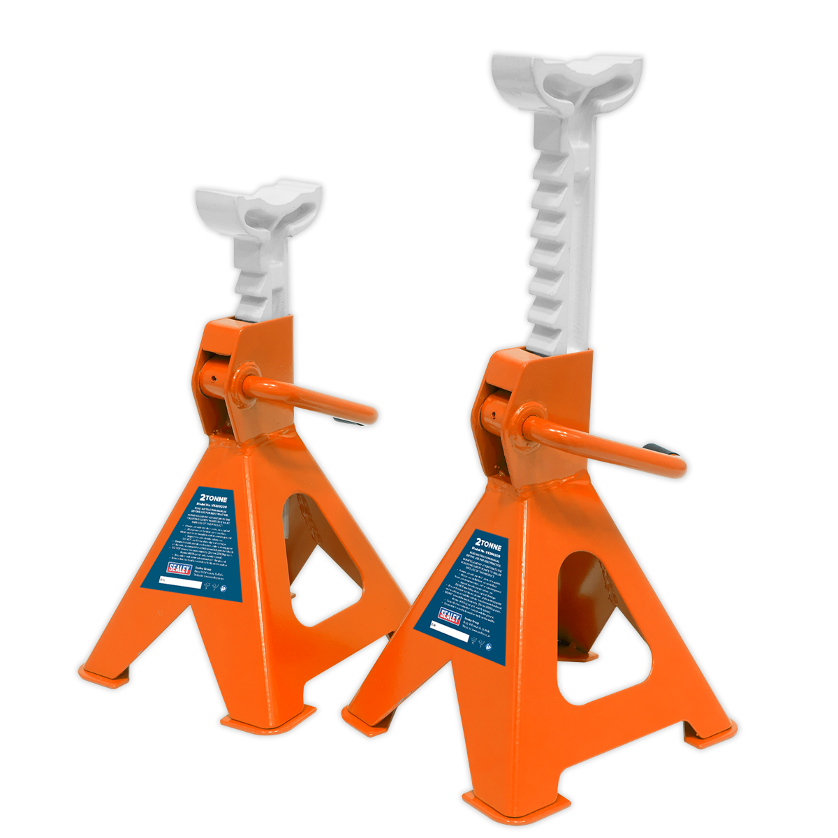 Axle Stands (Pair) 2 Tonne Capacity per Stand Ratchet Type - Orange - VS2002OR - Farming Parts
