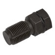 A close-up of the Sealey Oxygen Sensor Port Thread Chaser M18 x 1.5mm - VS528, featuring a black, hexagonal-headed bolt with a threaded shaft, perfect for M18 x 1.5mm exhaust oxygen sensor ports.