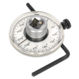 The Sealey Angular Torque Gauge 1/2"Sq Drive - VS530 features a clear composite dial, degree markings, a central socket, and an adjustable reaction arm.