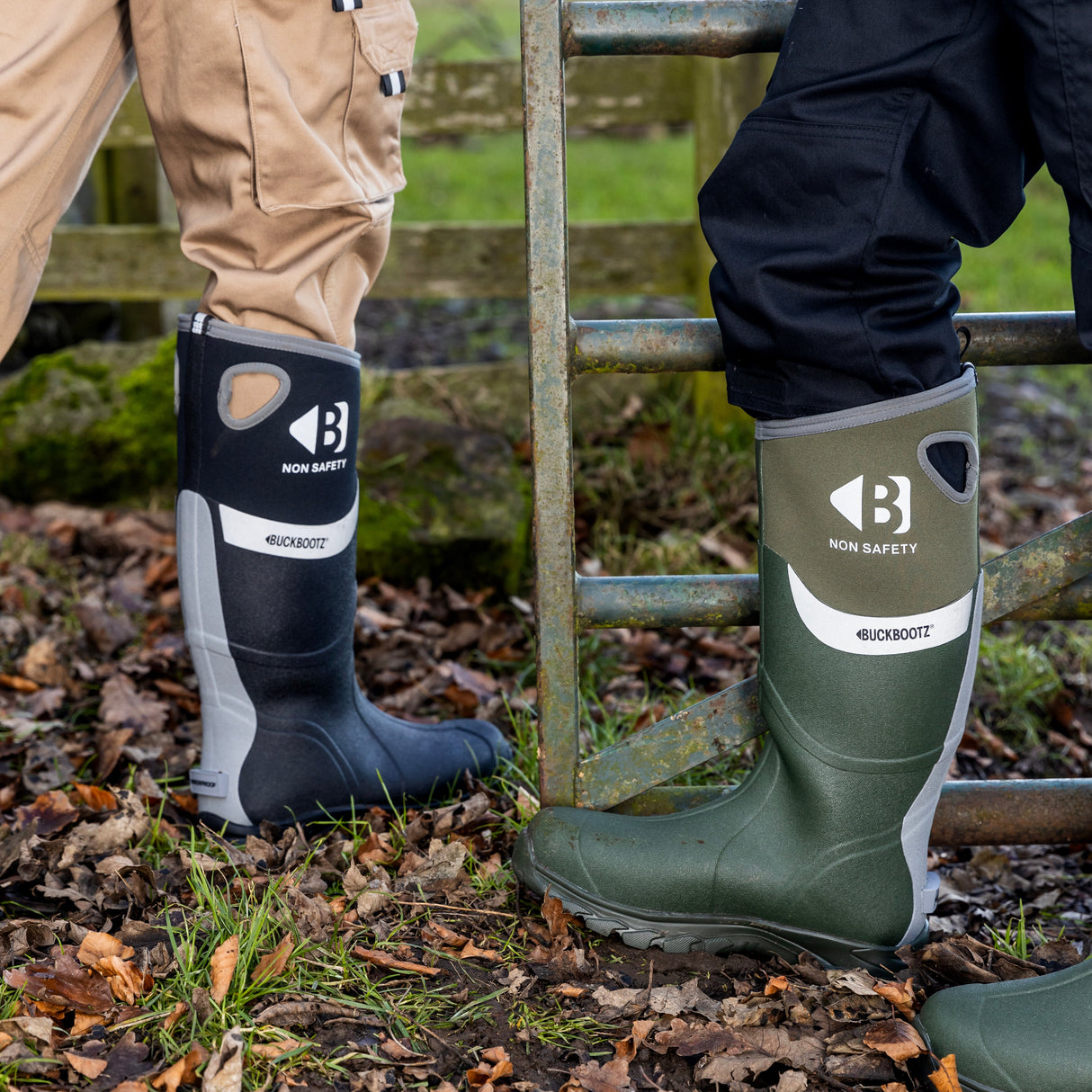 Buckbootz WALKERZBK Black Waterproof Walking Wellies Reflective