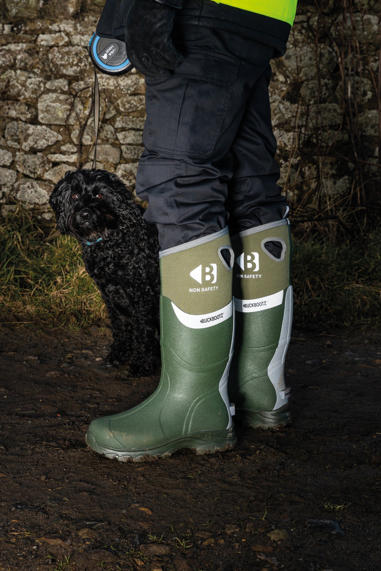 Buckbootz WALKERZGR Green Waterproof Walking Wellies Reflective