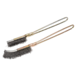 Two Sealey Wire Brush Set 2pc - WB06 brushes with Skeletal handles and crimped steel fill black bristles are shown. The brushes are positioned parallel to each other, ideal for general-purpose applications.