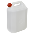 The Sealey Water Container 10L - WC10 is a white, rectangular plastic water container with a capacity of 10 liters. It is made from food-grade polyethylene and features a red screw cap along with a built-in handle near the top for easy carrying.