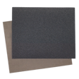 Two rectangular sheets of Sealey Wet & Dry Paper 230 x 280mm 1200 Grit (Pack of 25 - WD23281200), one black and one brown, are stacked slightly offset from each other; perfect for final sanding. This waterproof sandpaper ensures a smooth finish every time.
