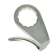 Rewritten Sentence: The Sealey Air Knife Blade - 36mm - Undercut (WK025U36) features a sleek, metallic design with a circular opening and a curved lever, epitomizing the precision reminiscent of its namesake.