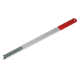The Sealey Urethane Knife 450mm - WK0321 is crafted with an extra-long aluminium construction, featuring a red handle section and a looped hole at one end for hanging or attaching other tools.