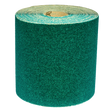 A large roll of green sandpaper, the Sealey Production Sanding Roll 115mm x 10m - Coarse 60Grit - WSR1060, featuring a durable aluminium abrasive, is displayed against a white background.