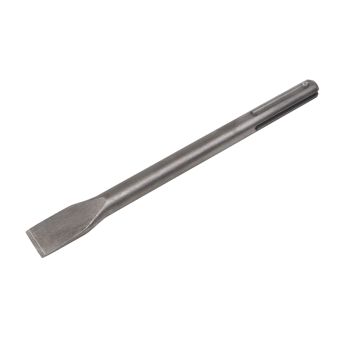 The Sealey Chisel 25 x 300mm - SDS MAX - X1CH is a metal chisel featuring a flattened tip and long handle, widely used for cutting or carving hard materials such as wood or stone.
