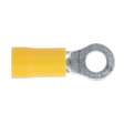 A colour-coded yellow Easy-Entry Ring Terminal Ø5.3mm (2BA) by Sealey, suitable for electrical connections and cable sizes 12-10 AWG, available in a pack of 100 - YT18.