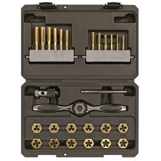 *SPECIAL PRICE* - Sealey | Premier Hexagonal Tap & Die Set 26pc Hexagonal  - Imperial - Titanium Coated - AK3026IMP