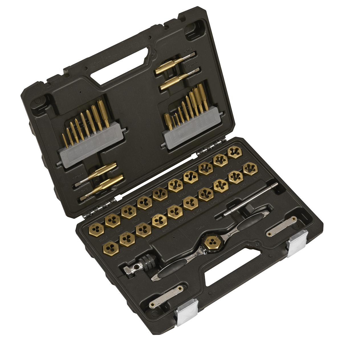 *SPECIAL PRICE* - Sealey | Premier Metric & Imperial Titanium Coated Hexagonal Tap & Die Set 46pc - AK3046