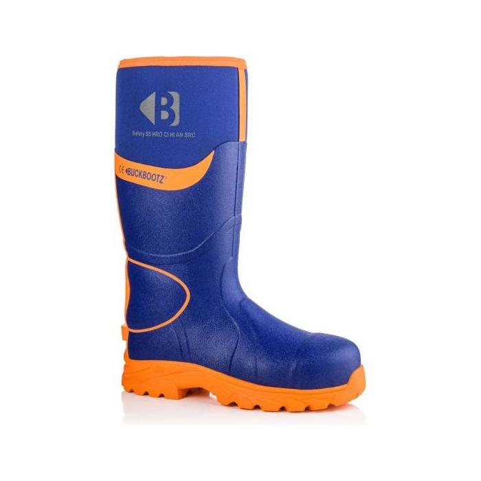 *STOCK CLEARANCE* - Buckler Hi-Viz Safety Wellies – Blue & Orange Waterproof Boots | BBZ8000BL/OR