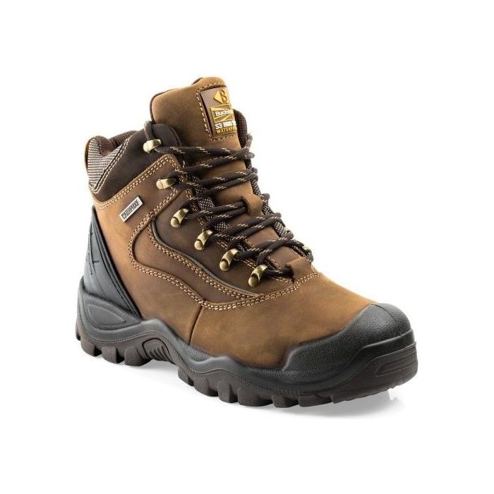 *STOCK CLEARANCE* - UK Size 7 - Buckler Buckshot Brown Safety Lace Boot – Waterproof Steel Toe Work Boots | BSH002BR