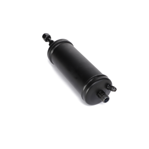 A cylindrical black AGCO air conditioning receiver drier (Model: 0.010.2261.0) with a nozzle on each end, set against a white background. For more details, refer to the product description or contact our support team.