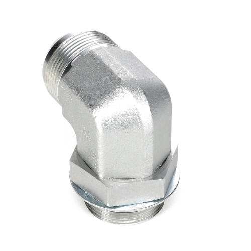 A silver metal elbow pipe fitting with threaded ends on both sides, branded as AGCO and identified by the product code AG554553, though specific dimensions are not provided.