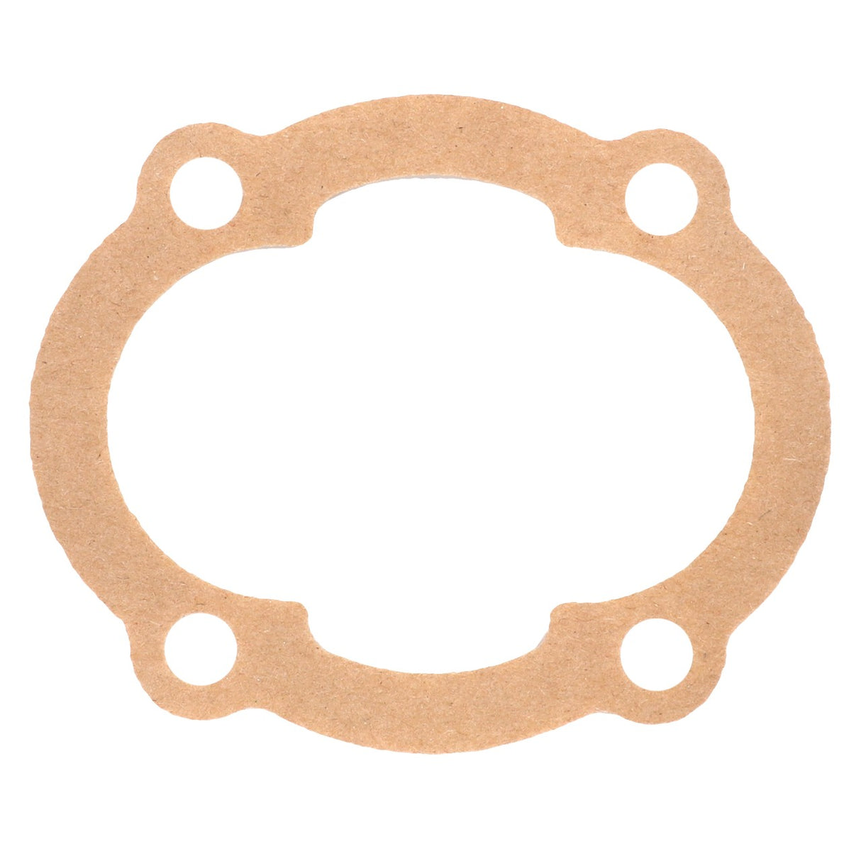 An AGCO | Gasket - V836119796, an oval-shaped brown gasket featuring four symmetrically spaced identical holes around its perimeter. No current product description is available for this product.
