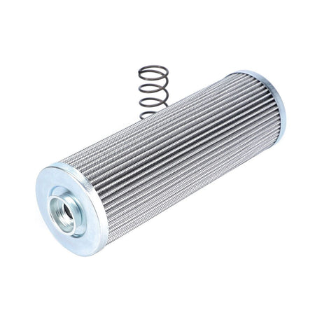 The AGCO Hydraulic Filter Cartridge - 587603D1, designed with a cylindrical body and pleated surface, combined with a robust coiled metal spring, ensures optimal contaminant protection and extends the service life of your equipment.