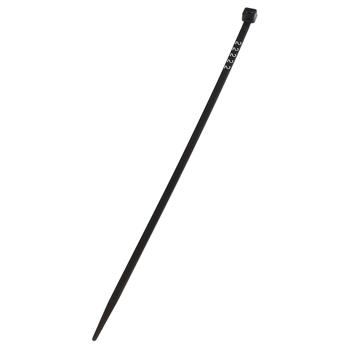 The AGCO Cable Tie - AL5034428 is a black plastic zip tie with a locking head at one end, featuring durable construction for secure fastening.