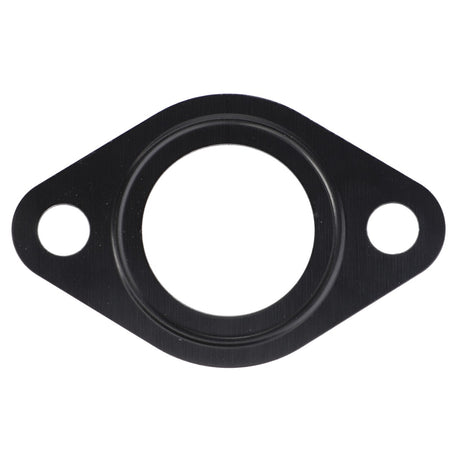 A black metal gasket, model 4226383M1 by AGCO, featuring a central circular opening and two side holes, compatible with Massey Ferguson machinery.