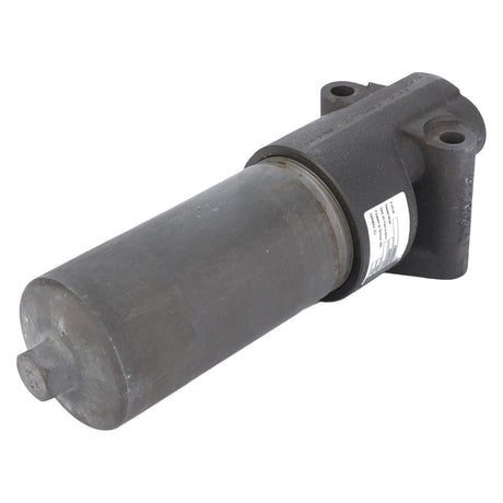 A part likely used in a Massey Ferguson hydraulic system, specifically a cylindrical metal filter (4306924M1) from the AGCO brand, featuring a flat cap and mounting bracket.