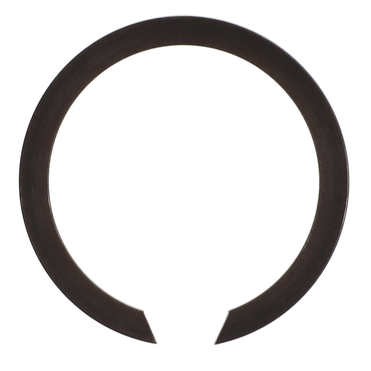 The AGCO | SNAP RING - AG131714 by AGCO is an open, dark-colored, circular washer featuring a small gap at the bottom. No current product description information available.
