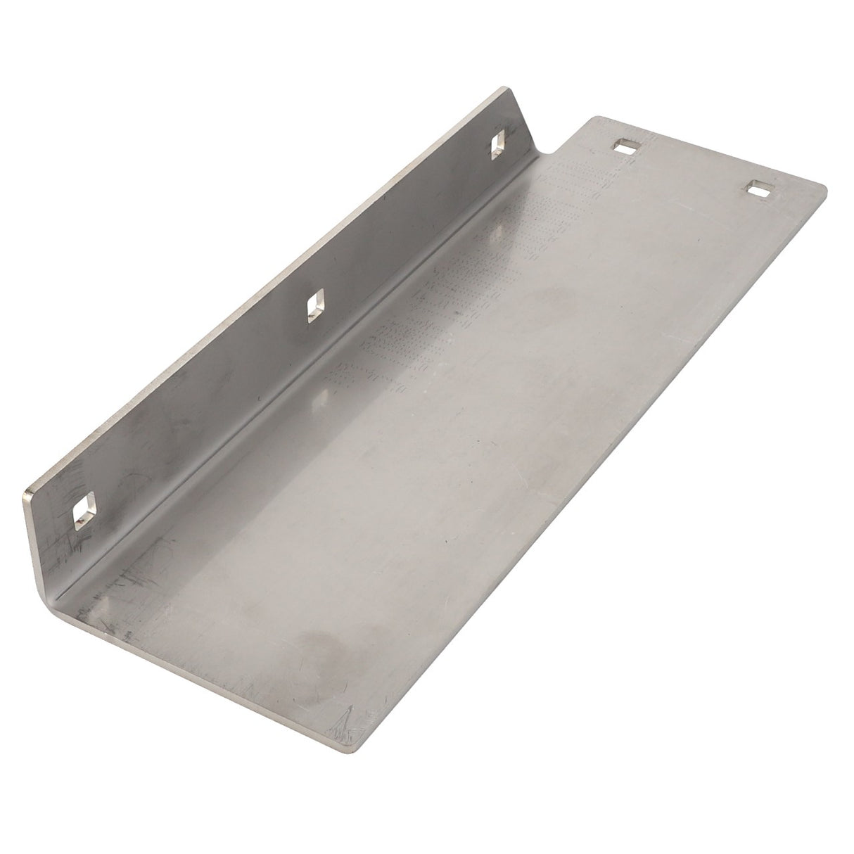The AGCO DEFLECTOR - D46150534 is a metal L-shaped bracket featuring multiple holes along both its longer and shorter edges.