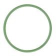 A Gasket - 3903520M1 by AGCO, which is a green circular rubber or plastic O-ring commonly used in Massey Ferguson models, sits on a white background.