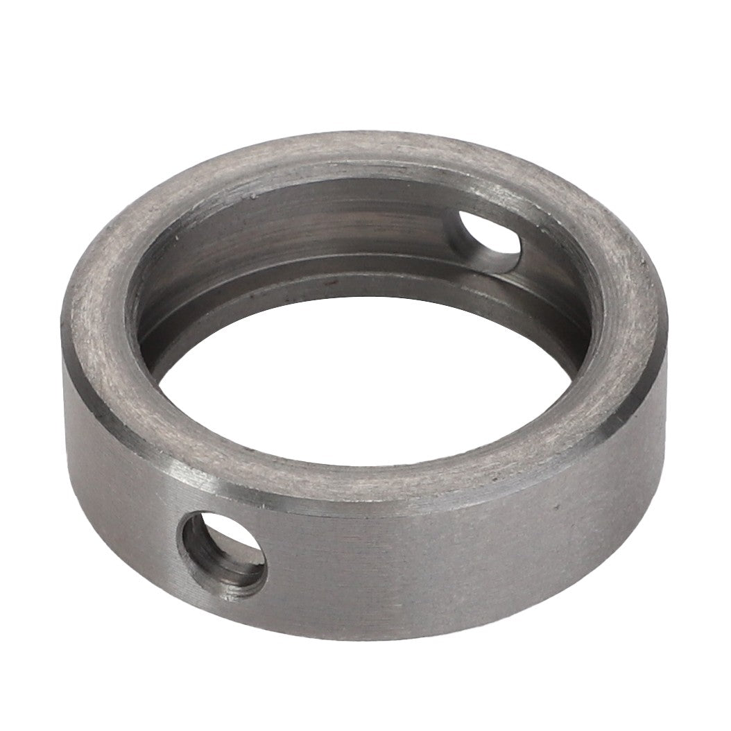 The AGCO | RING - D28782758 by AGCO is a metal ring featuring three precisely drilled holes positioned around its circumference, offering versatility for various applications.
