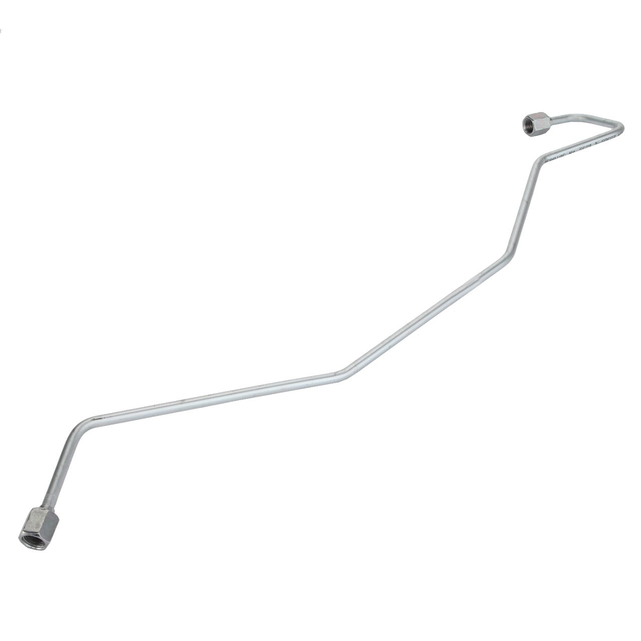 The AGCO Brake Pipe - Acw1739550 is a metal fuel line that features two connectors at each end and includes multiple bends along its length. No current product description provided.
