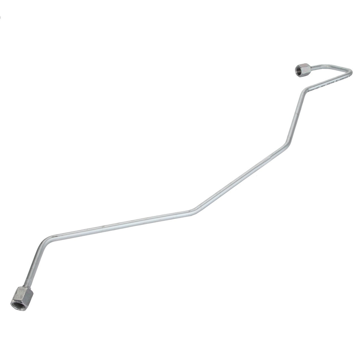 The AGCO Brake Pipe - Acw1739550 is a metal fuel line that features two connectors at each end and includes multiple bends along its length. No current product description provided.