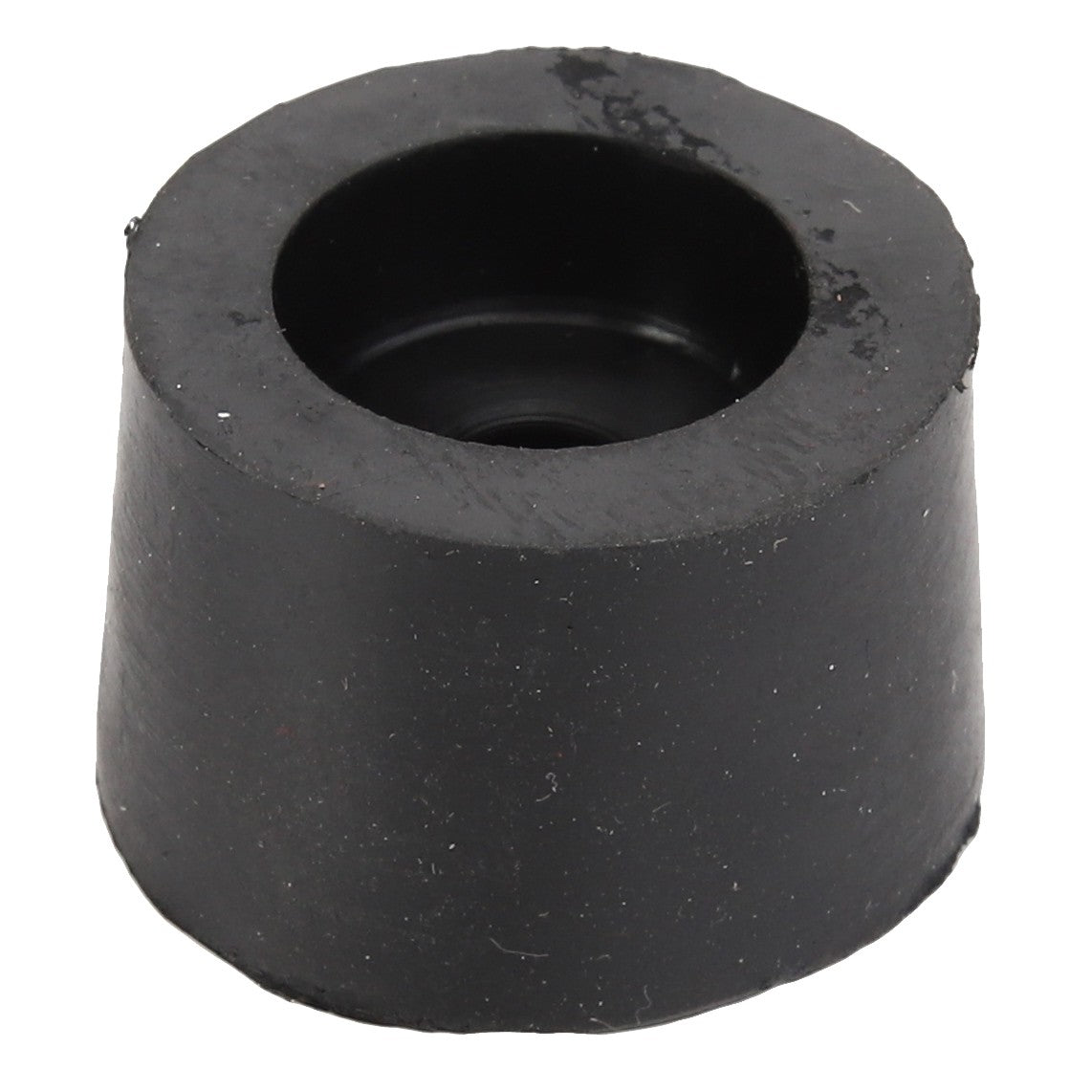 The AGCO BUFFER - D46481200, a black rubber bumper with a cylindrical shape and hollow center, exhibits slight wear and surface texture. No additional product description information is available.