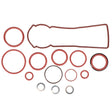 Product Description: The AGCO Seal Kit - F737960020100, by AGCO, includes a variety of red and black rubber gaskets along with metal washers. Perfectly suited for maintaining your Fendt Vario or Massey Ferguson, this set is arranged neatly on a white background.
