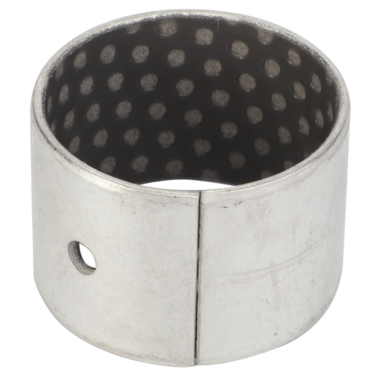 - Product Name: AGCO | Bush - La321933750
- Brand Name: AGCO
A metallic cylindrical component named AGCO | Bush - La321933750, manufactured by AGCO, has a dotted inner surface and features a seam with a small circular hole near the seam.