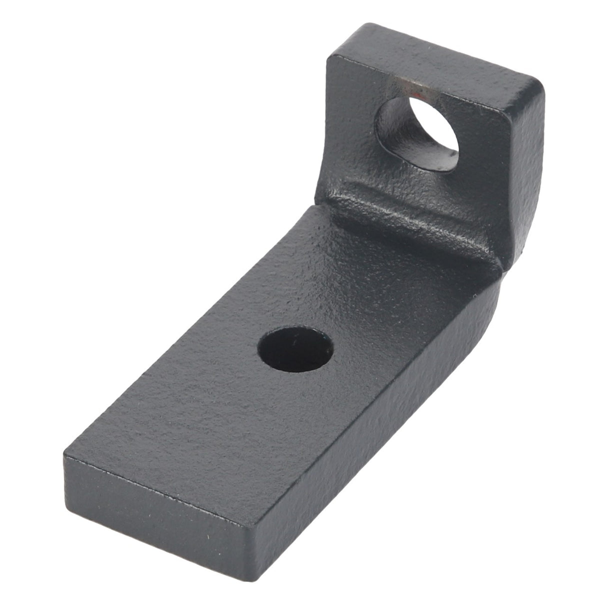 Product: **AGCO | BRACKET - AL5221500**
Description: This black AGCO metal bracket features an angled design with two holes of different sizes. Detailed product description information is currently unavailable.