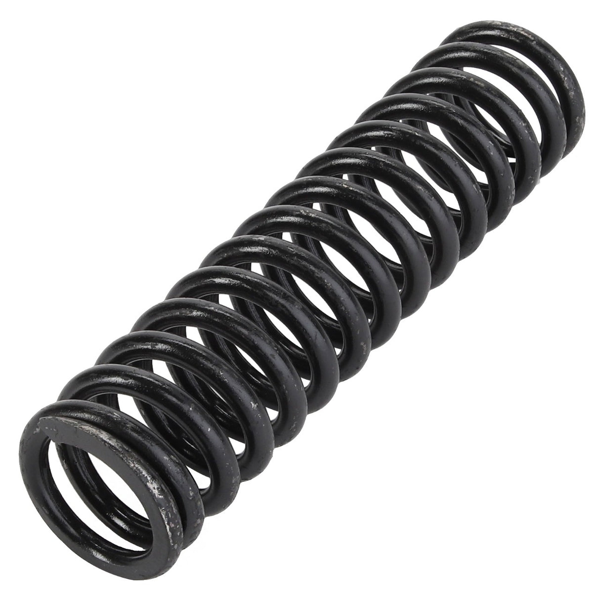 A black, coiled metal spring, specifically the AGCO Spring - Acp0004680 by AGCO, is positioned horizontally against a white background.