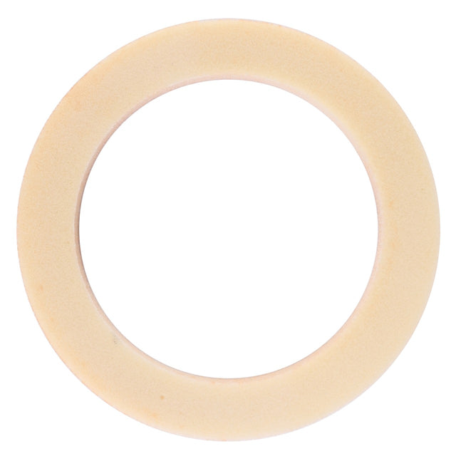 A beige, doughnut-shaped object with a smooth surface and an open center, similar to the reliable high-quality AGCO Sealing Ring, Lift Arm - 816860030070.