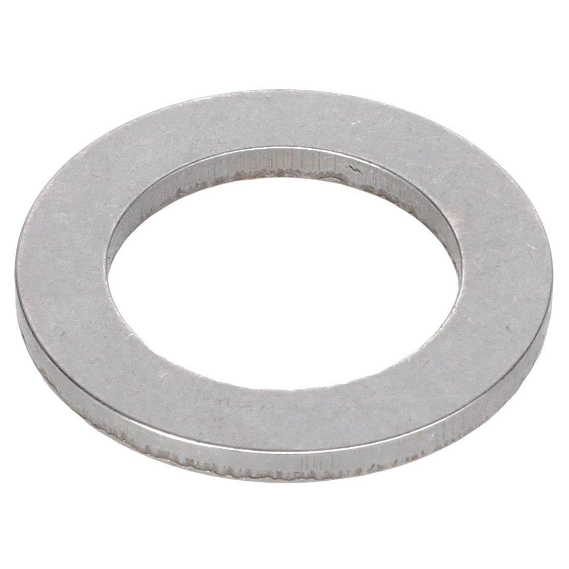 A flat, circular metal washer (AGCO | WASHER - 816132) with a large hole in the center is positioned against a white background. If you have any questions about its specifications, feel free to contact our support team for assistance.