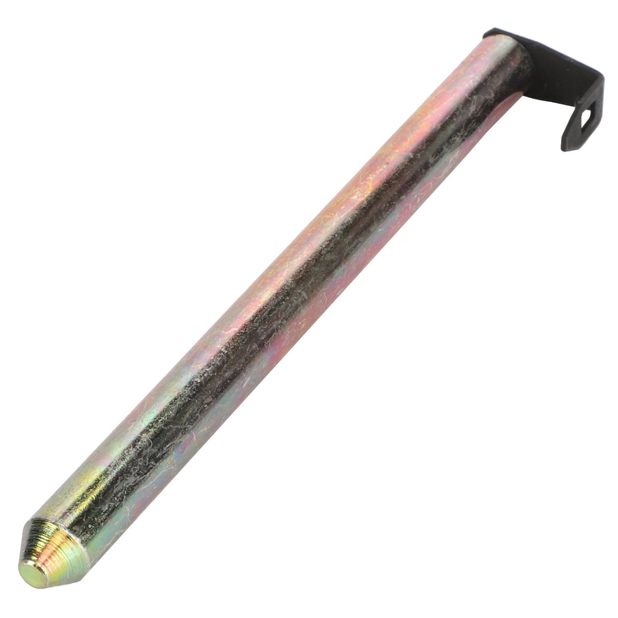 The AGCO | Bolt - F205500035230 is a cylindrical metal rod featuring a threaded end and an L-shaped bracket attached to the other end, provided by the brand AGCO.