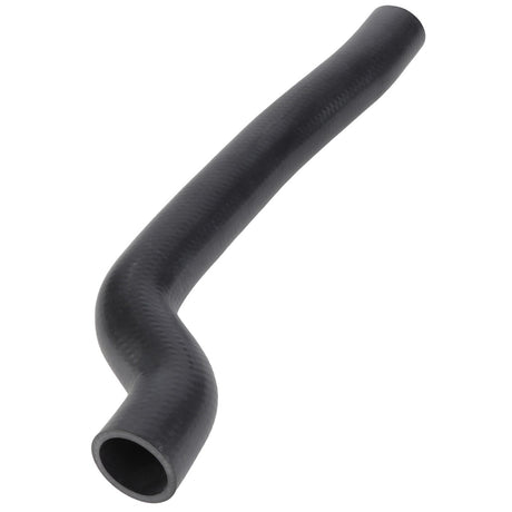 Here is your rewritten sentence, incorporating the given product data:
The AGCO Hose - 10V20189 is a black, curved rubber hose with a textured surface and features a gradual bend near the middle section. For more details about this product or for assistance, please contact our support team.