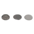 Three AGCO hydraulic filter strainers (Acp0251930) with different mesh patterns arranged in a row on a white background.