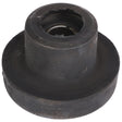 Close-up of an AGCO | BONDED MOUNT - AG519388, a black, cylindrical rubber bushing with a metal core, showing wear and tear around the edges. No current product information is available for this specific item.