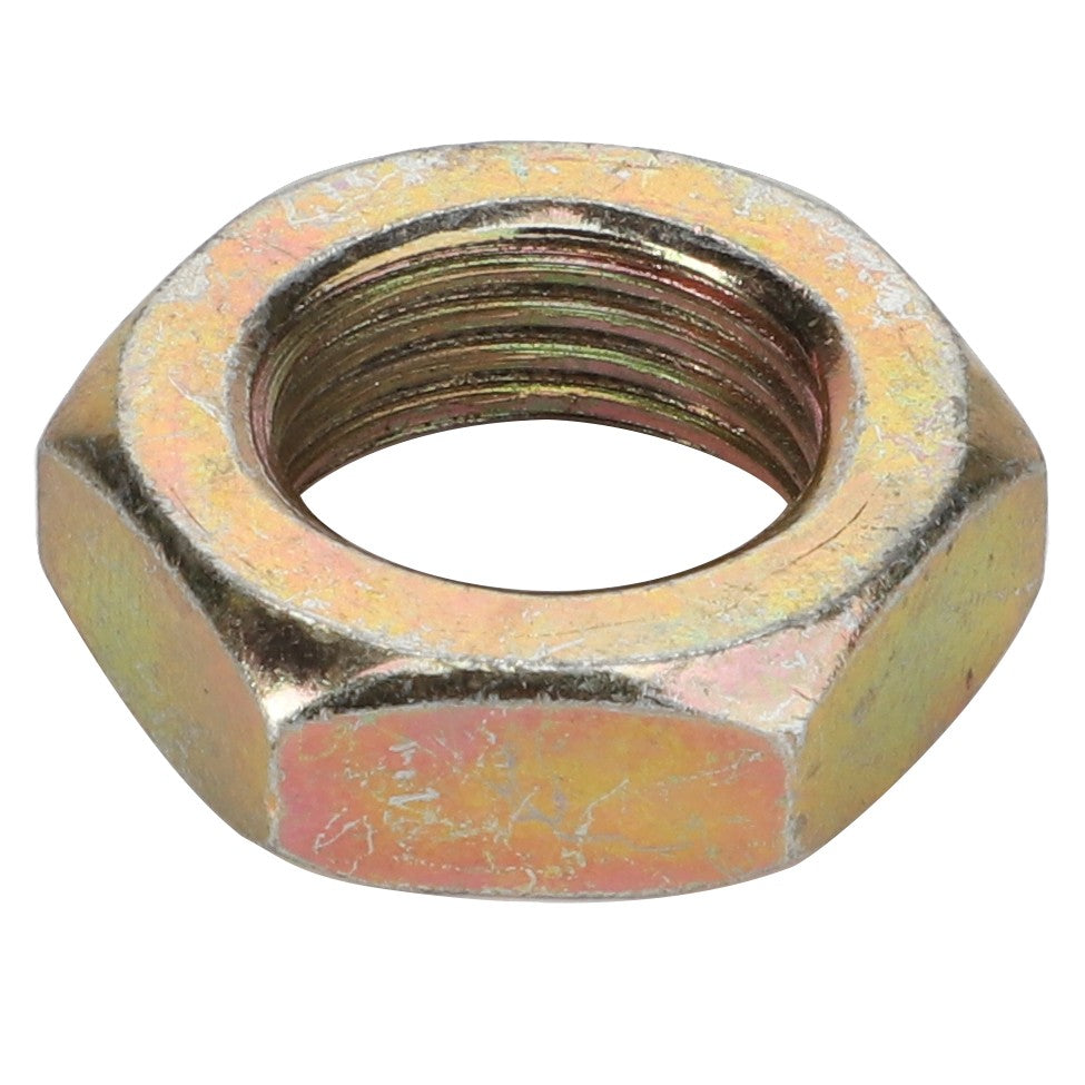 An image of the AGCO | Nut - Acp0321230, a metallic hexagonal nut with an internal threaded hole at the center. No Current Product Description Available.