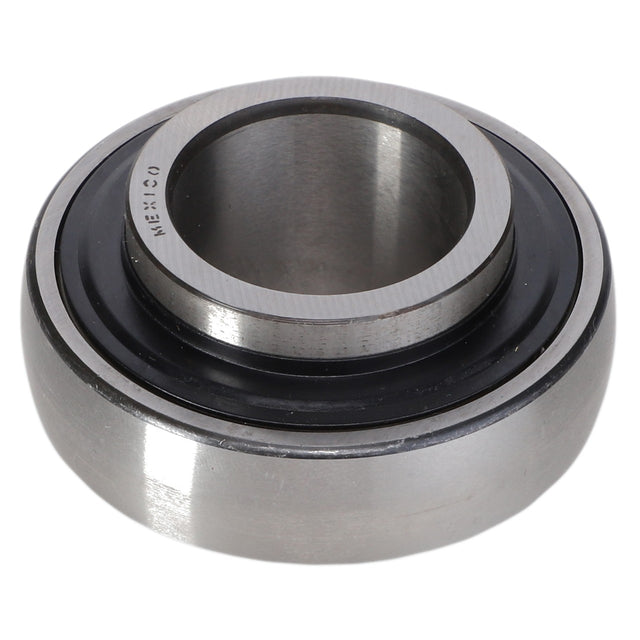 The AGCO Wide Inner Ring Bearing, Spherical, Prelube - K4037 is a cylindrical metal bearing with an inner and outer ring, featuring a black separator, designed for shaft support.