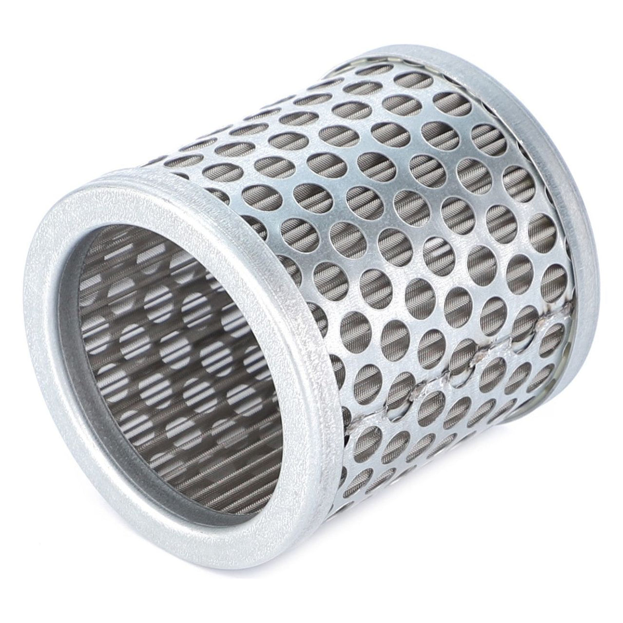 A cylindrical metal mesh filter, the Filter Element - V86499900 by AGCO, is designed with perforated holes for industrial use and is ideal for integration into Massey Ferguson models.